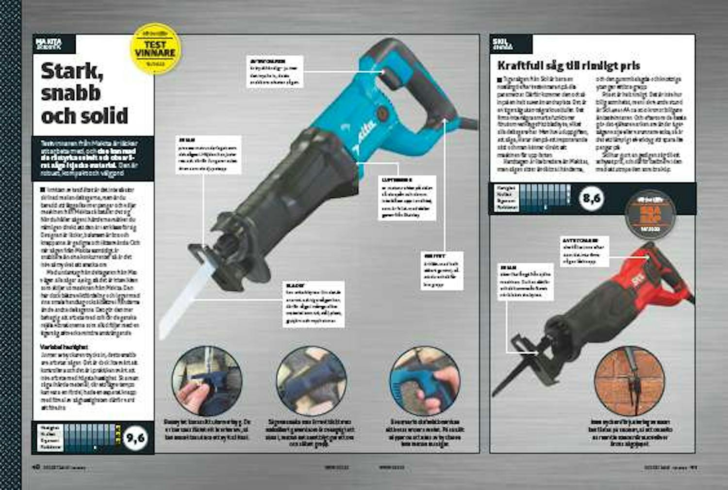 Test av tigersåg med sladd Test av tigersåg med sladd